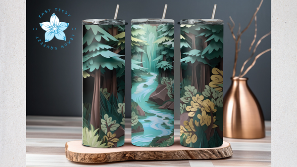 3D Forest with River Tumbler